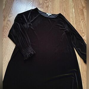 Nine West Black Velvet Long Sleeve Dress